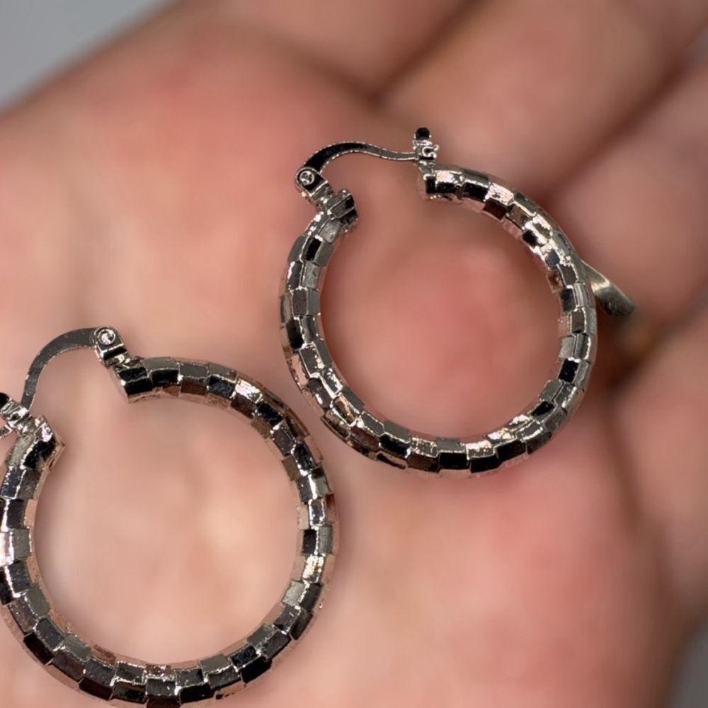 Elegant Small Silver Disco Hoop Earrings